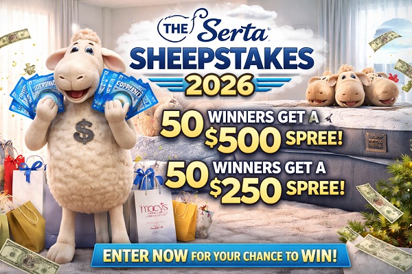 Serta Sweepstakes 2026: Win a $500 or $250 Merchandise Spree! (100 Winners)