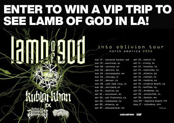 SiriusXM Lamb Of God 2026 Tour Sweepstakes: Win a Free Trip!