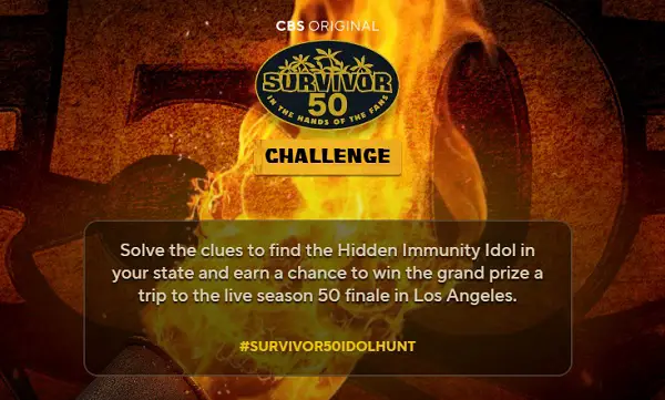Survivor 50 Challenge Sweepstakes: Win a Trip to the Season 50 Live Finale in LA (51 Winners)