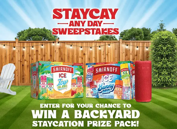 Smirnoff Ice Staycation Sweepstakes – Win Backyard Paradise Kit! (50 Winners)