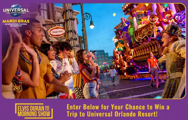 Elvis Duran Mardi Gras Sweepstakes: Win Universal Orlando Trip