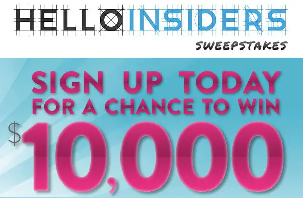 HelloInsiders.com sweepstakes: Win $10,000 cash and $100 Amazon gift code