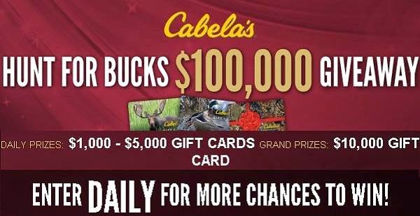 $100,000 Cabela'sHunt for Bucks Giveaway
