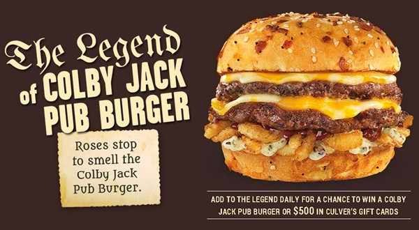 Culver's Legend of Colby Jack Pub Burger Sweepstakes