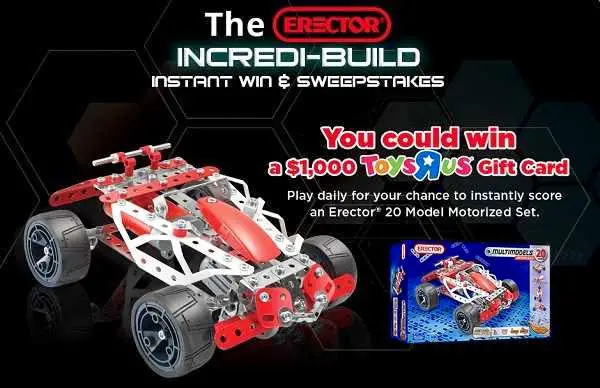 Erector Sweepstakes: Win $1,000 Toys R Us gift card