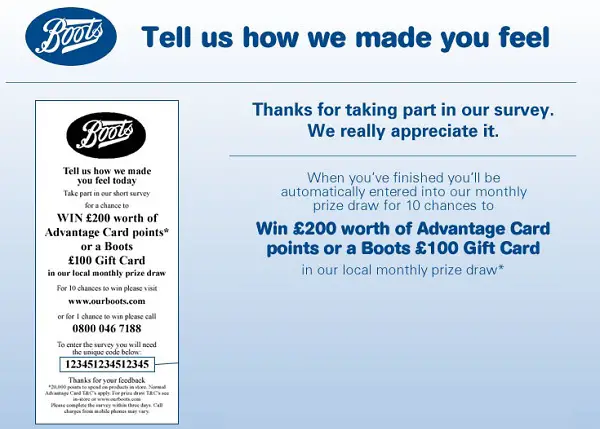 Win £200 in Our Boots Pharmacy Survey Sweeps