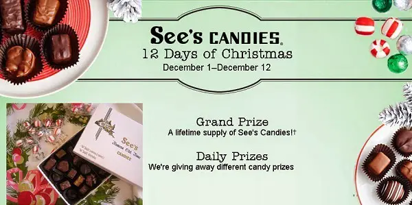 See's Candies 12 Days of Christmas Sw eepstakes