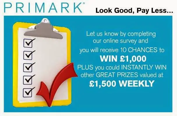 Tell Penneys Primark in Survey Sweepstakes: Win £1,000 Daily or £1,500 Weekly