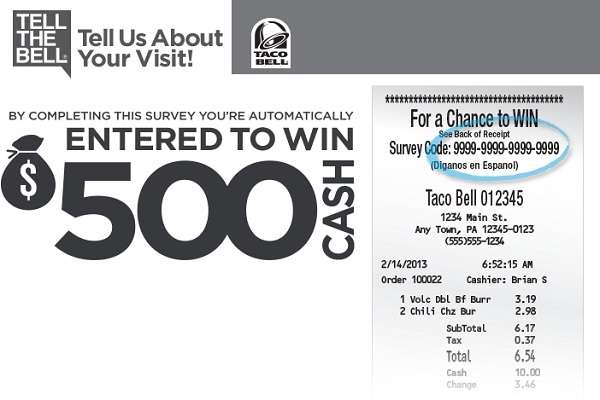 Tell Taco Bell Customer Survey to Win $500 E-Gift Cards!