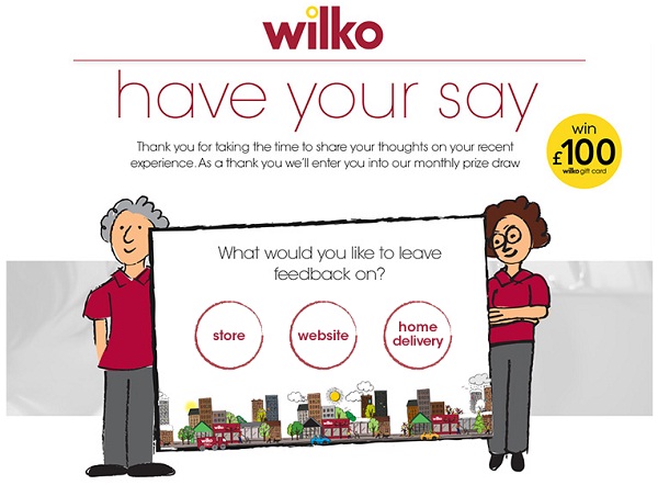 Tell Wilkinson in Survey Sweeps to win £100 Wilko gift card monthly