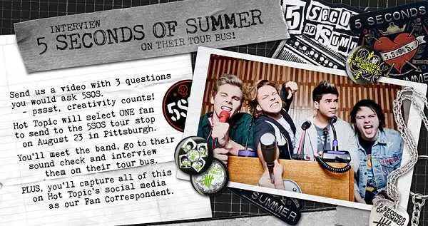 Hot Topic 5 Seconds of Summer Fan Contest