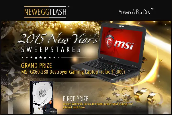 NeweggFlash 2015 New Year’s Sweepstakes