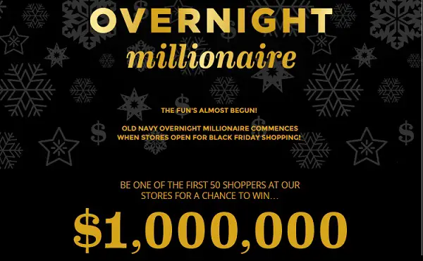 Old Navy Overnight Millionaire Sweepstakes: Win $1,000,000