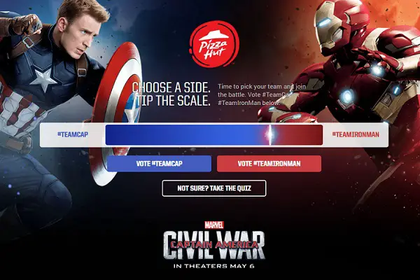 Pizza Hut & Marvel’s Captain America: Civil War Sweepstakes