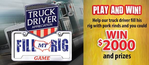 Win $2,000 & pork rinds in Rudolph Foods Truck Driver Appreciation Sweepstakes