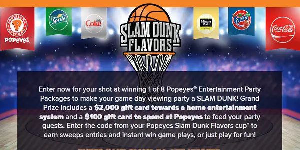 Coca-Cola - Popeyes Slam Dunk Flavors Sweepstakes & Instant Win Game