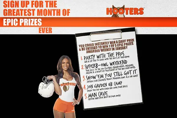 Hooters Spin to Win Game Sweeps