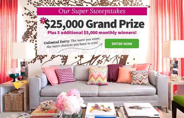 BHG Super Sweepstakes: Win $25,000 plus $5000 Monthly