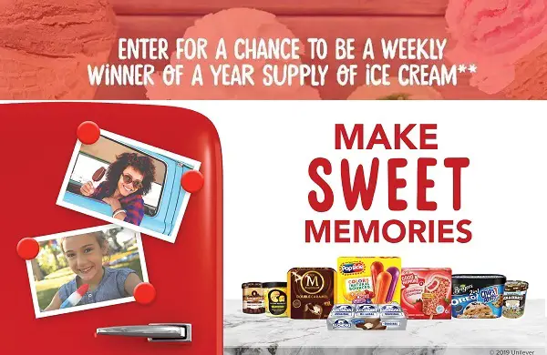 Unilever Ice Cream Sweepstakes: Win Free Ice Cream