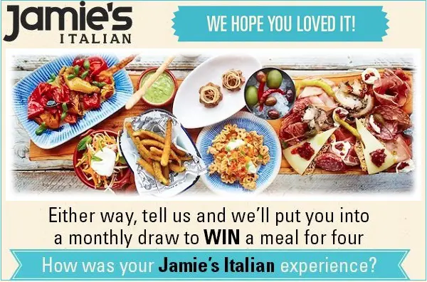 £150 Jamie’s Italian Customer Survey Sweepstakes