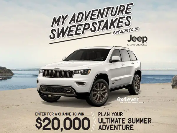 My Adventure Sweepstakes: Win $20,000 cash