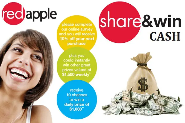 Tell Red Apple Feedback in Survey and Win $1000 Daily, $1500 Weekly