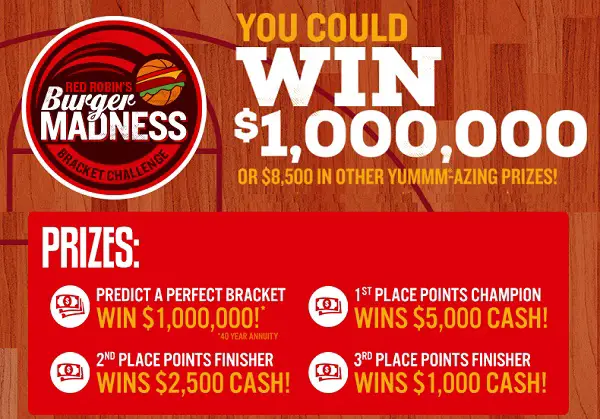 Red Robin Bracket Challenge: Win $1,000,000 Burger Madness