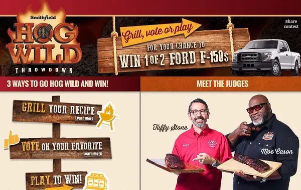 Smithfield Hog Wild Throwdown Instant Win Game, Sweepstakes and Recipe Contest