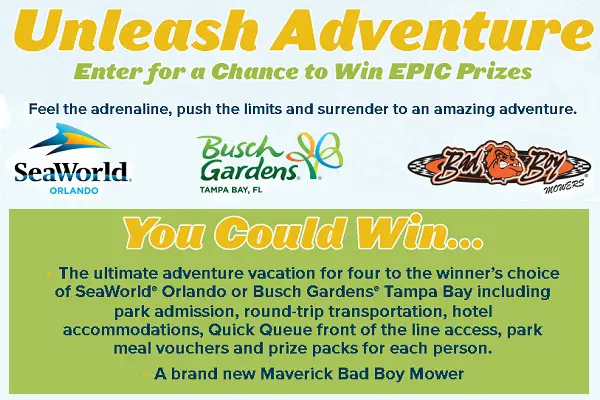 SeaWorld & Bad Boy Mowers Unleash Adventure Sweepstakes