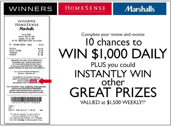 Share Winners Store Opinion in Survey to Win $1000 Daily and $1500 Weekly