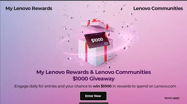 Win My Lenovo Rewards & Lenovo Global Communities $1,000 Giveaway