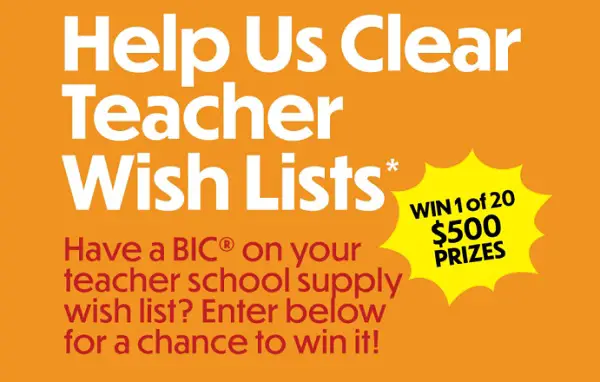 BIC Back to School Clear the List Sweepstakes: Win a $500 Digital Gift Card! (20 Winners)