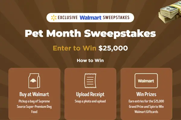 Supreme Source Pet Month Sweepstakes – Win $25,000 Cash!
