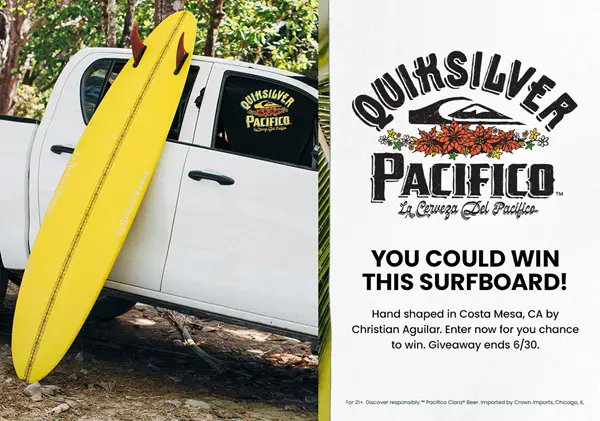 Win The Quiksilver x Pacifico Custom Surfboard Sweepstakes