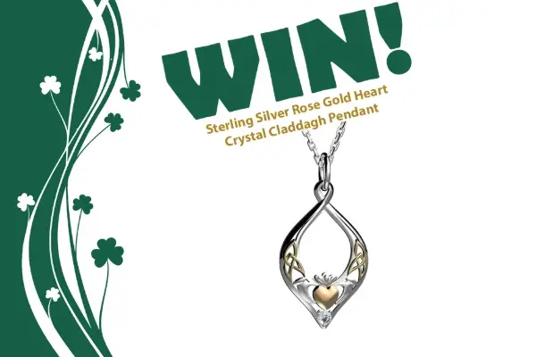 Win Sterling Silver Rose Gold Heart Crystal Claddagh Pendant Giveaway
