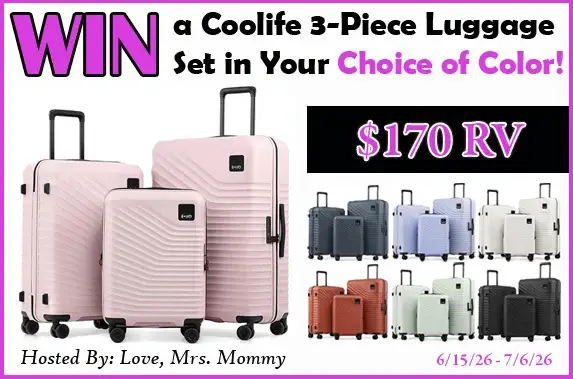 Win Coolife Hardside 3-Piece Luggage Set Giveaway