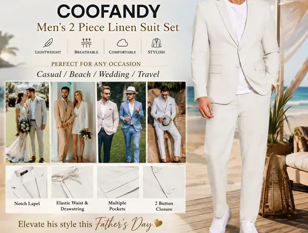 Win Coofandy Linen Suit Set Summer Style for Dad Giveaway