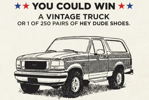 American Summer 2026 Sweepstakes – Win a Vintage Truck or Hey Dude Shoes!