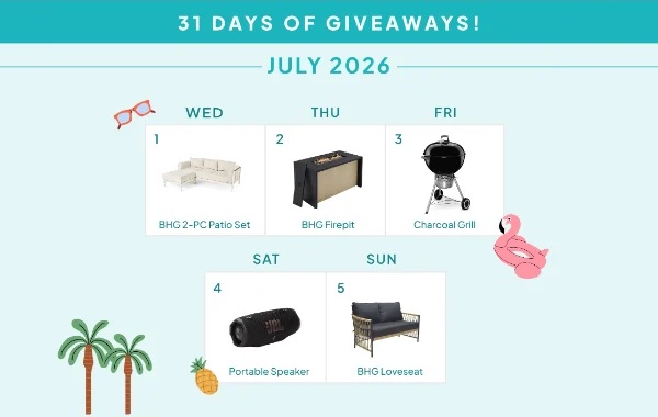 BHG Big Summer Giveaway 2026 – Win Daily Home & Outdoor Prizes All July Long