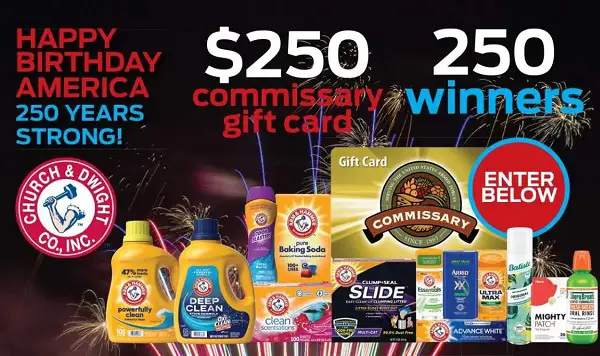 Church & Dwight Gift Card Giveaway – Win $250 Commissary Gift Cards! (250 Winners)