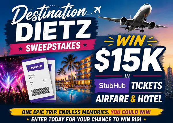 Destination Dietz Sweepstakes – Win $15K in StubHub Tickets, Airfare & Hotel