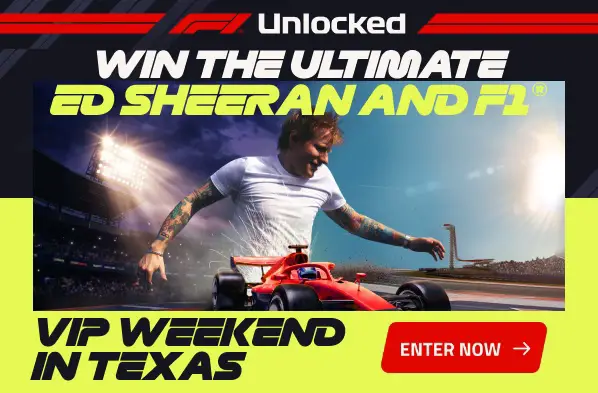 Win an Ed Sheeran Concert Trip + Formula 1 VIP Experience!