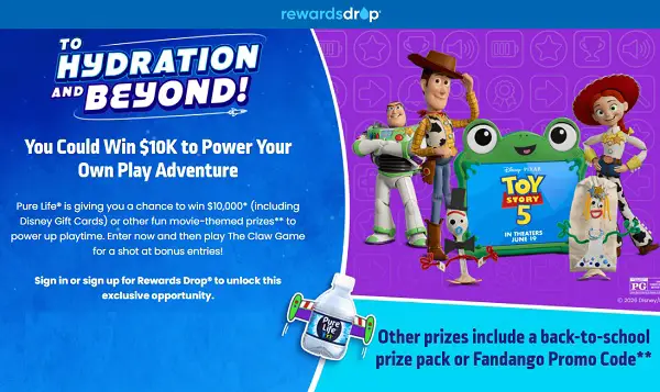 Pure Life Toy Story 5 Sweepstakes: Win $10K, Disney Gift Cards & Movie Prizes!