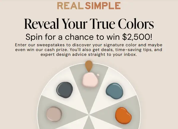 Real Simple Reveal Your True Color Sweepstakes – Win $2500 Cash
