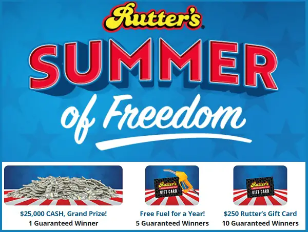 Rutter’s Summer of Freedom Sweepstakes: Win $25,000 Cash, Free Gas & More