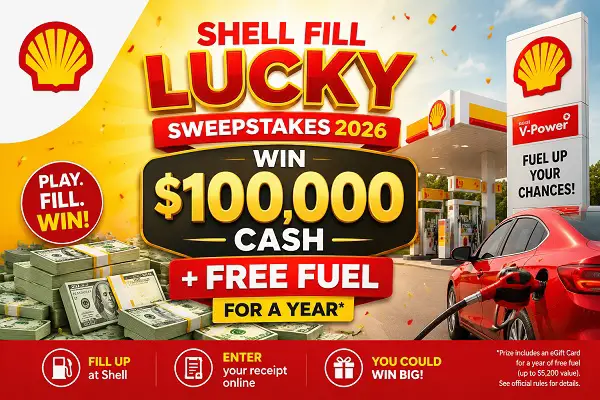 Shell Fill Lucky Sweepstakes 2026 – Win $100,000 Cash + Free Fuel for a Year
