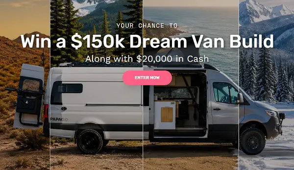 Vanlife Sweepstakes: Win $150K Custom Dream Van + $20,000 Cash