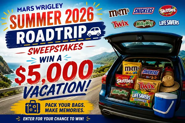 Fetch Mars Wrigley Summer 2026 Roadtrip Sweepstakes – Win a $5,000 Vacation