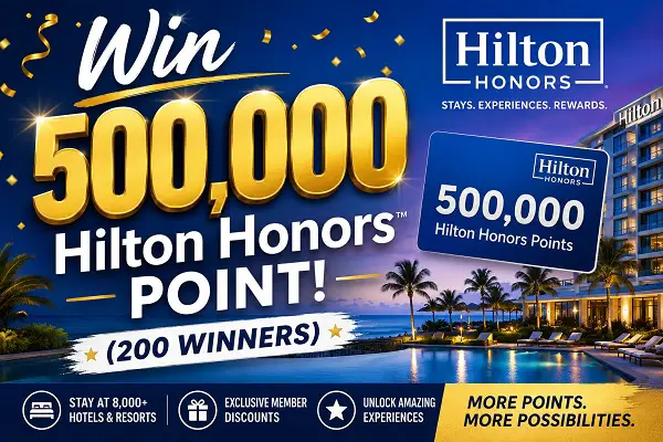 Hilton Lando Points Sweepstakes: Win 500,000 Hilton Honors Points! (200 Winners)