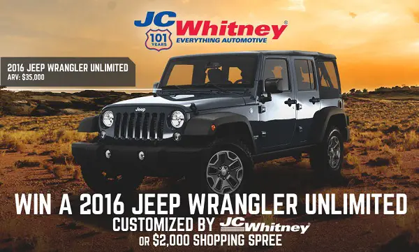 Win a 2016 Jeep Wrangler in JC Whitney 101 Sweepstakes